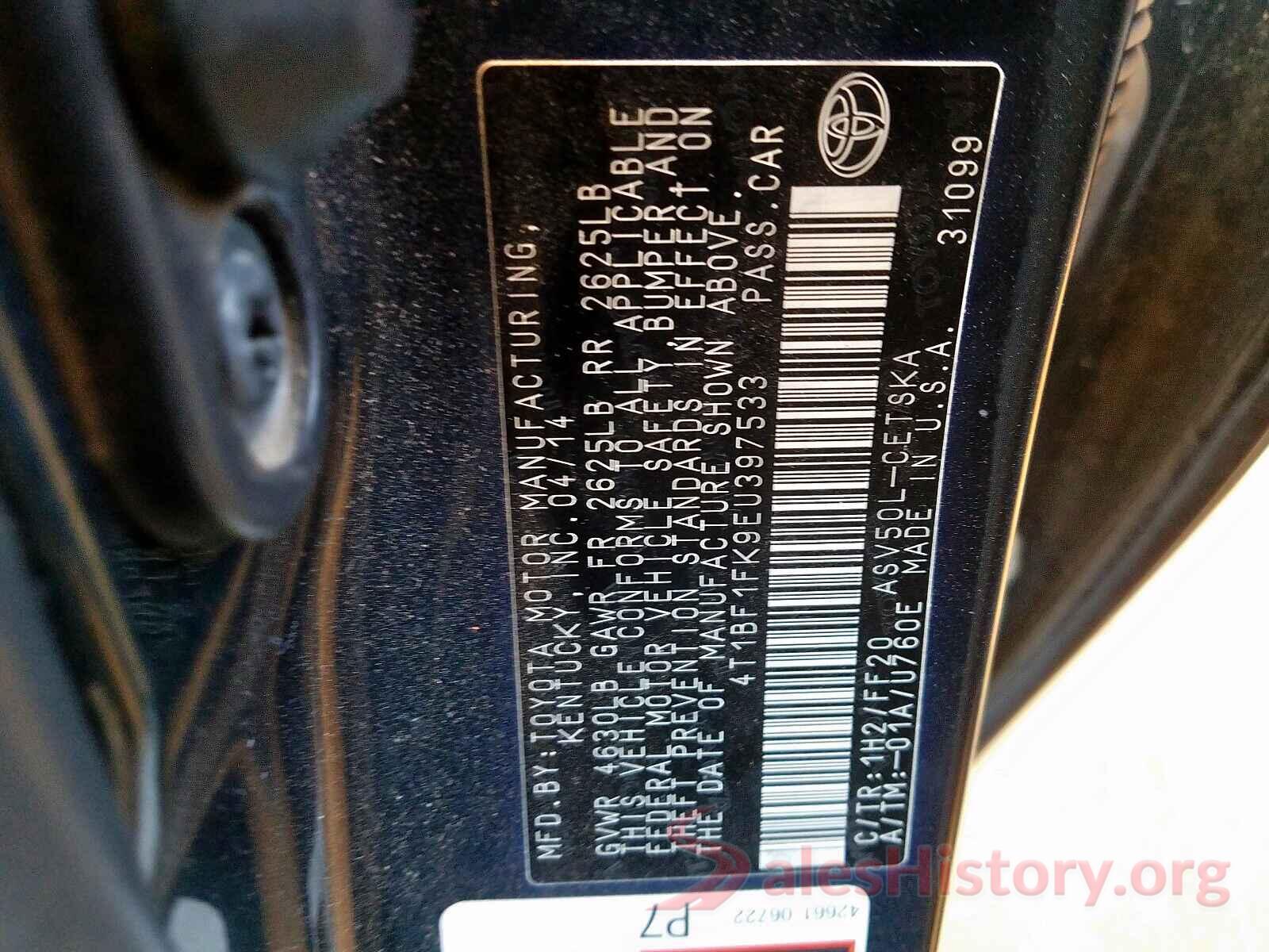 4T1BF1FK9EU397533 2014 TOYOTA CAMRY