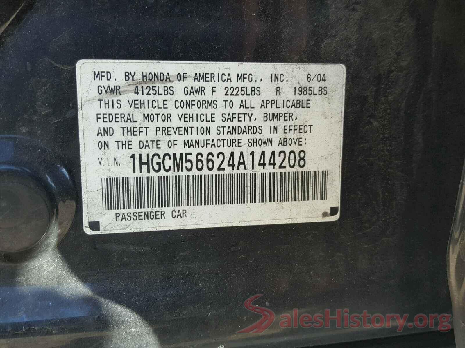 KNDJN2A20G7286757 2004 HONDA ACCORD