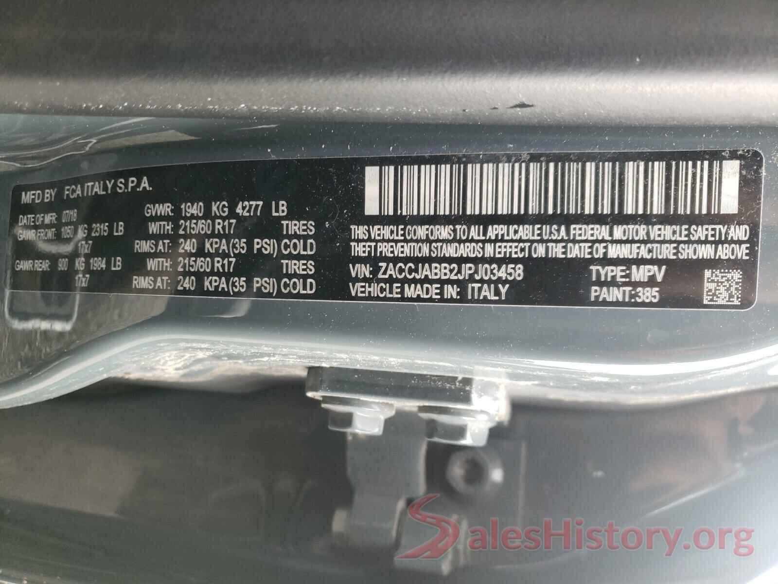 ZACCJABB2JPJ03458 2018 JEEP RENEGADE