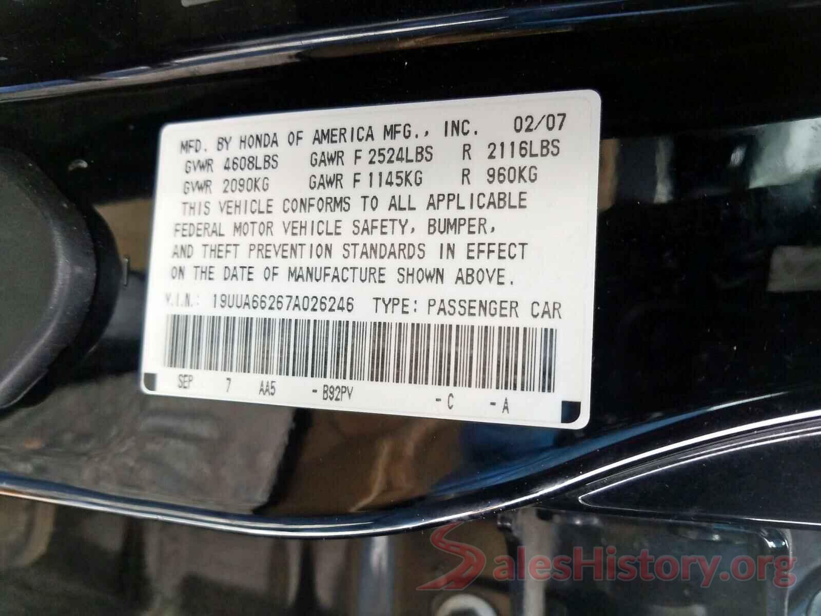 3C4PDCAB2LT202656 2007 ACURA TL