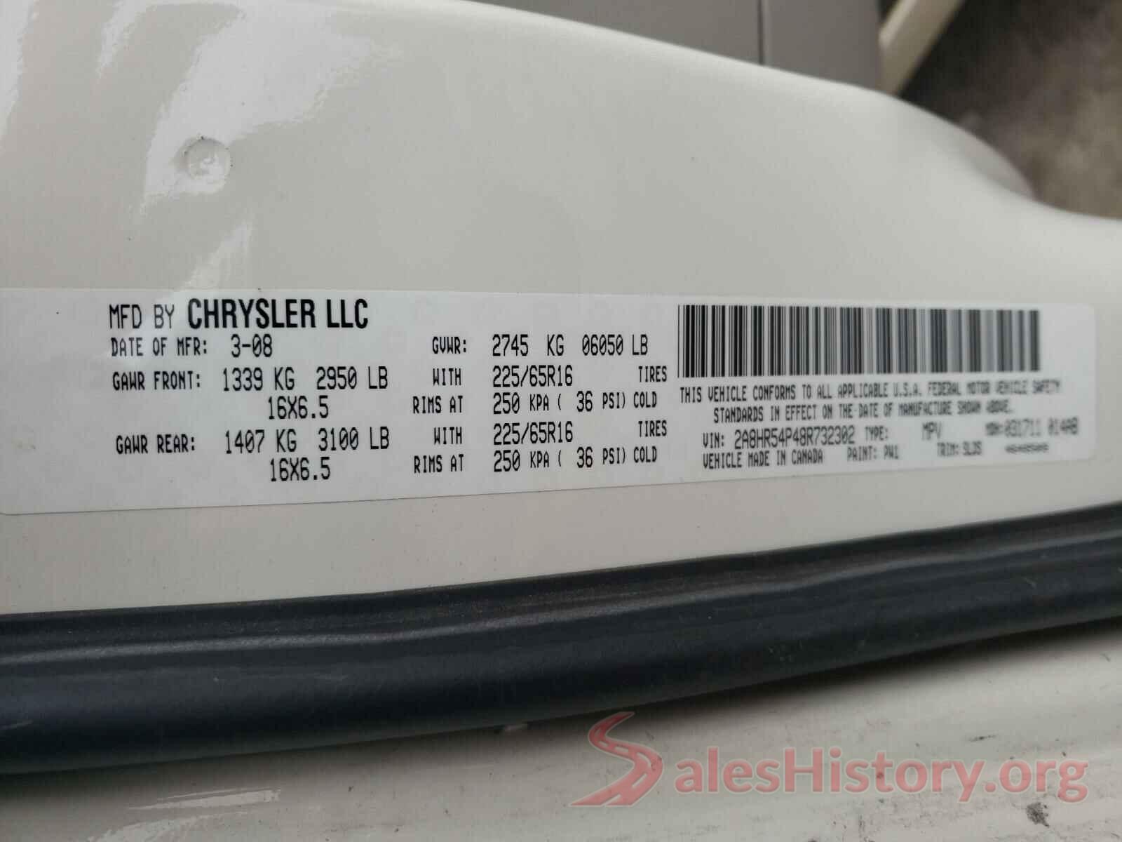 19XFC2F54GE008538 2008 CHRYSLER MINIVAN