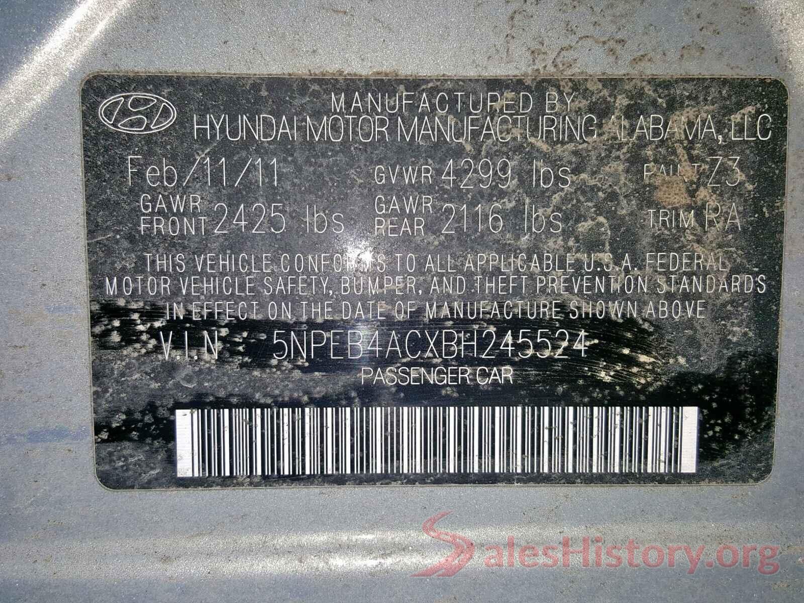 5N1AT2MT6HC798425 2011 HYUNDAI SONATA