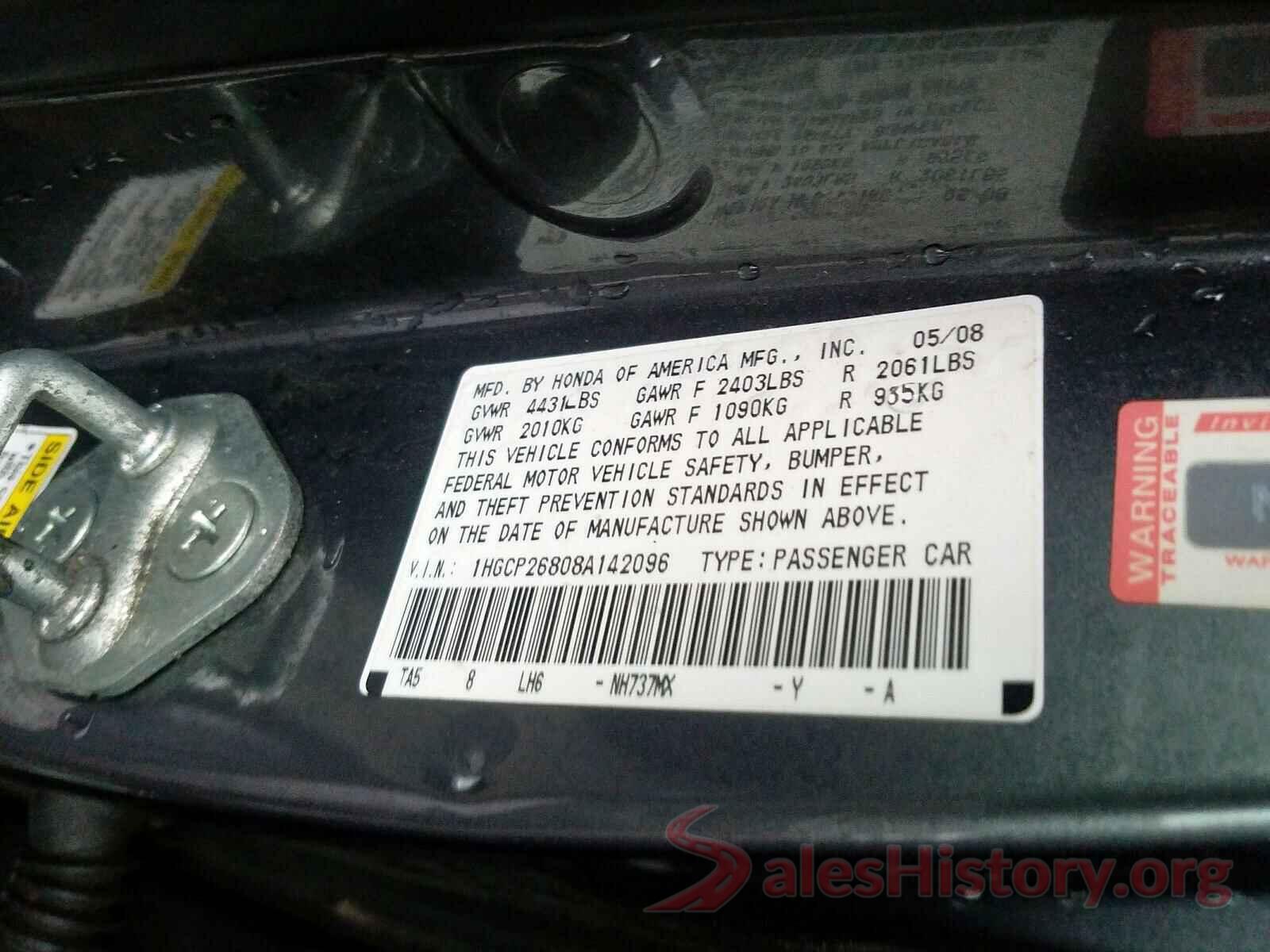 2T1BURHEXJC019261 2008 HONDA ACCORD