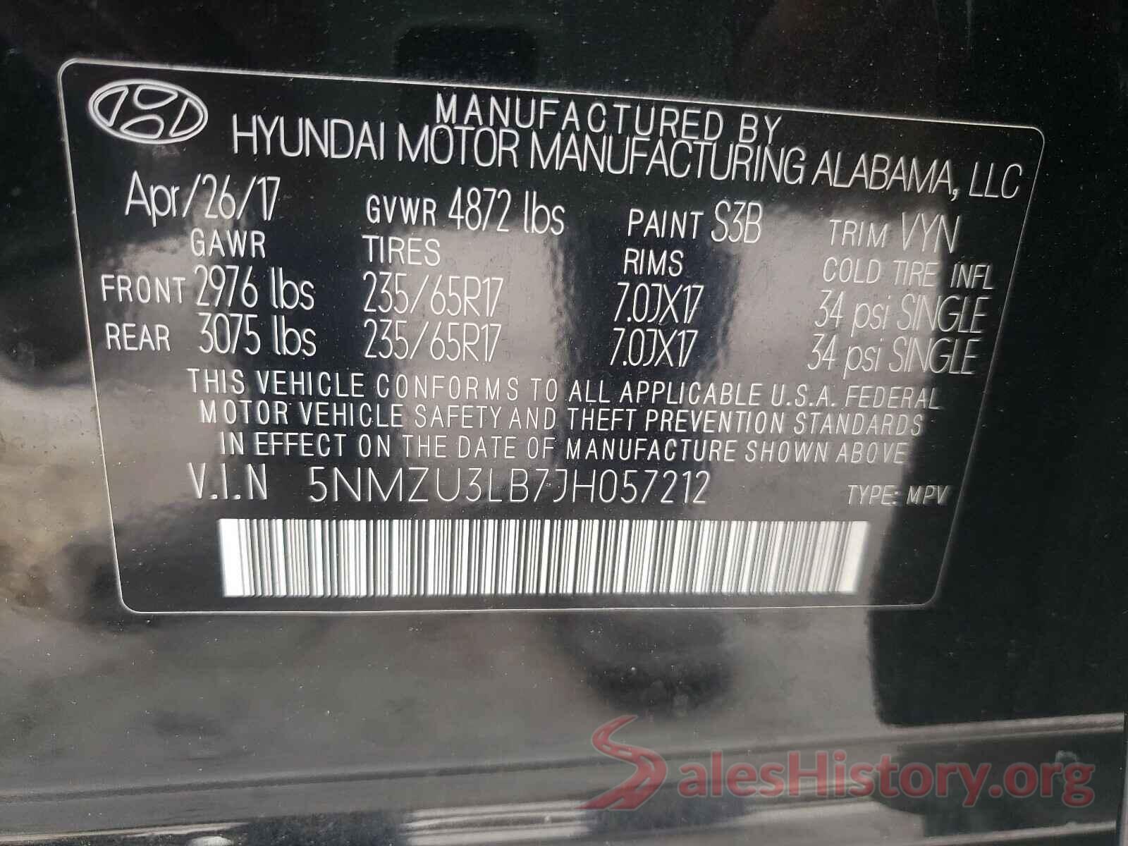 5NMZU3LB7JH057212 2018 HYUNDAI SANTA FE