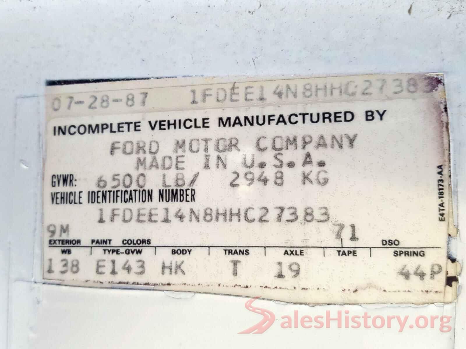 5NPE34AF3HH571701 1987 FORD ECONOLINE