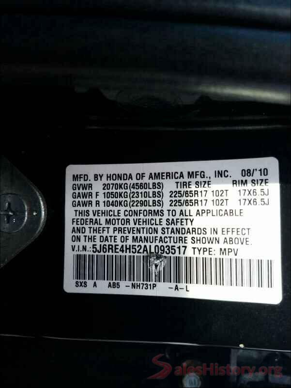 JM3KE4BY3G0917729 2010 HONDA CRV