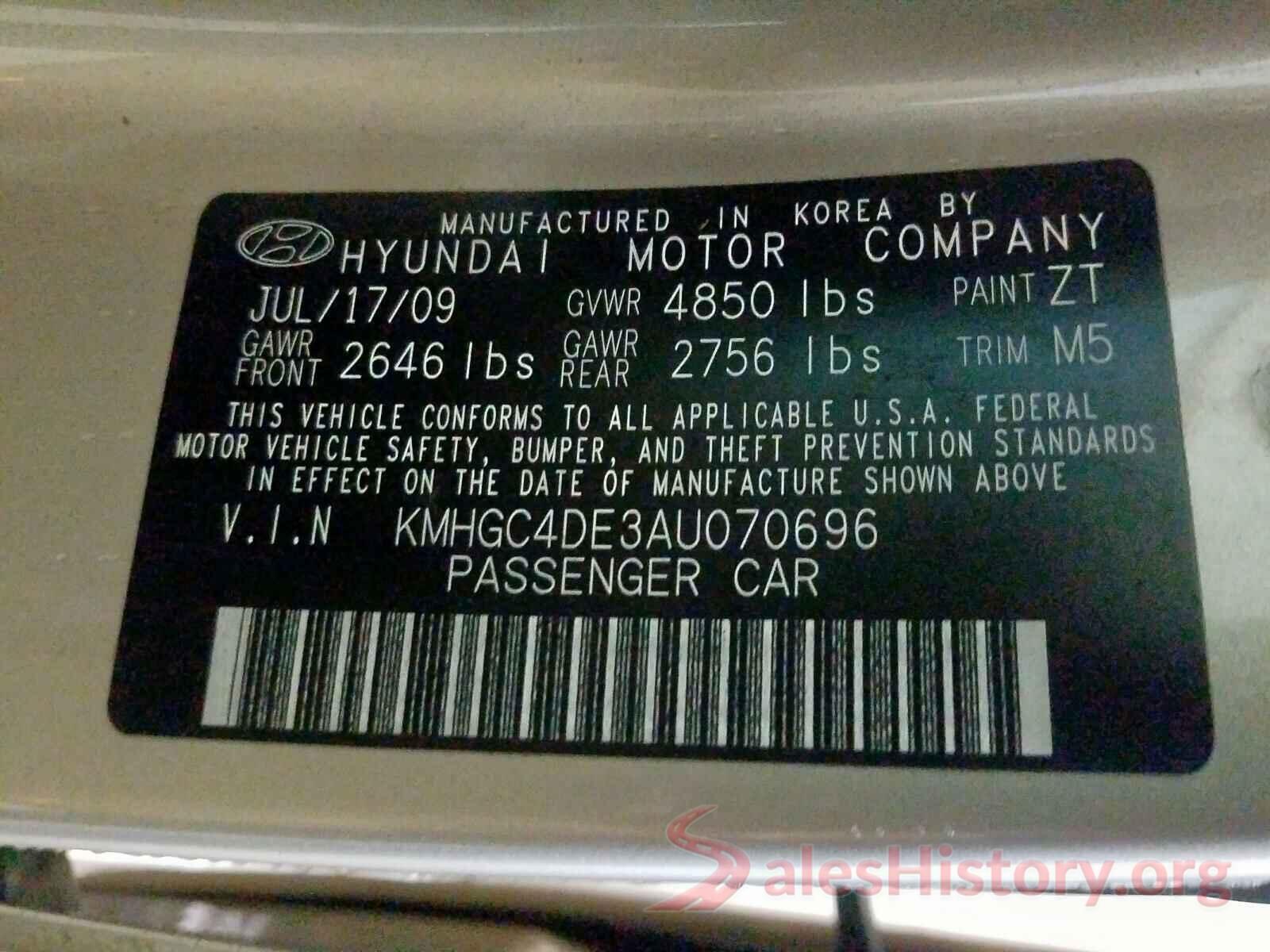 3N1CN7APXHL819697 2010 HYUNDAI GENESIS