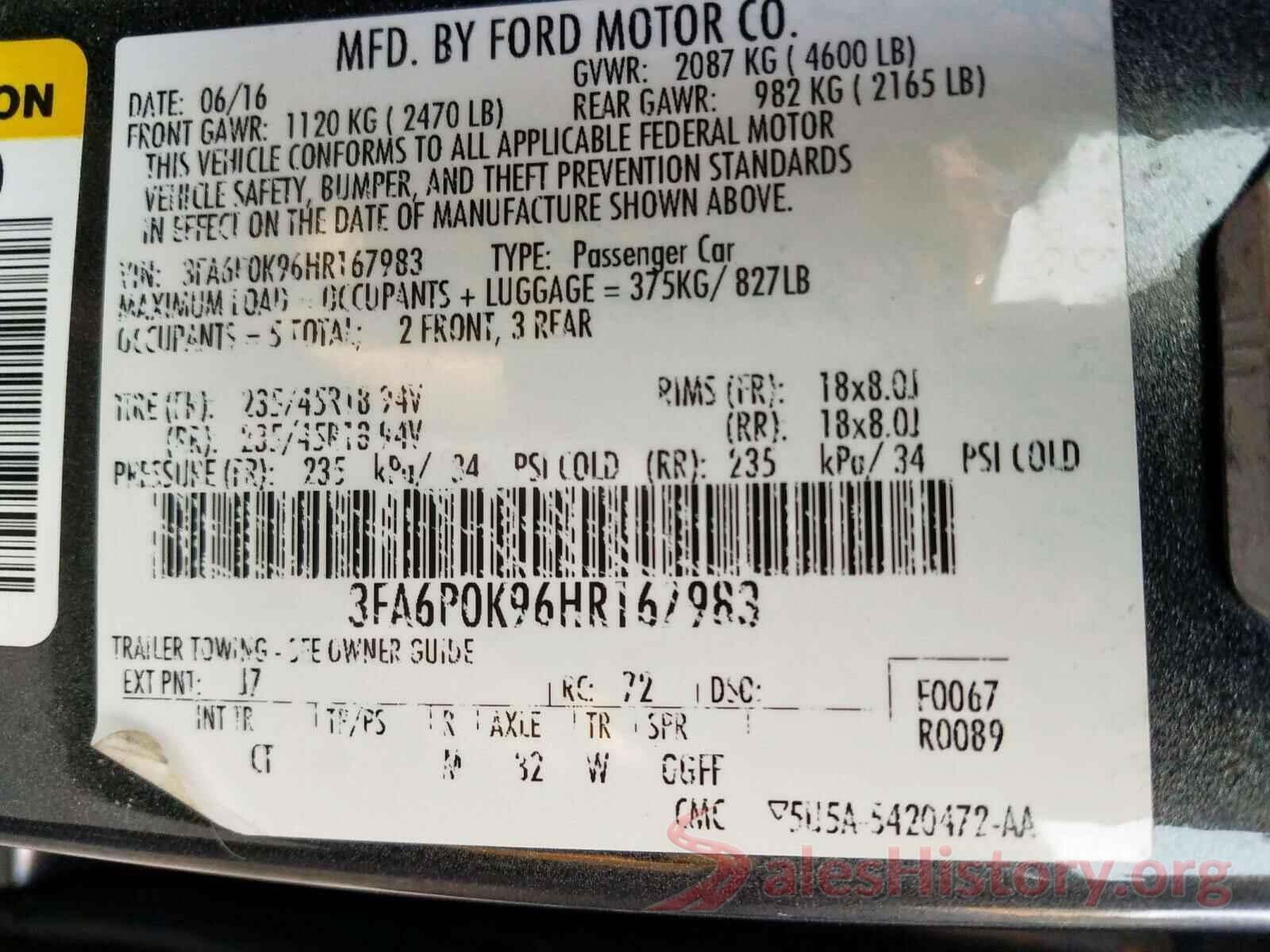 3FA6P0K96HR167983 2017 FORD FUSION