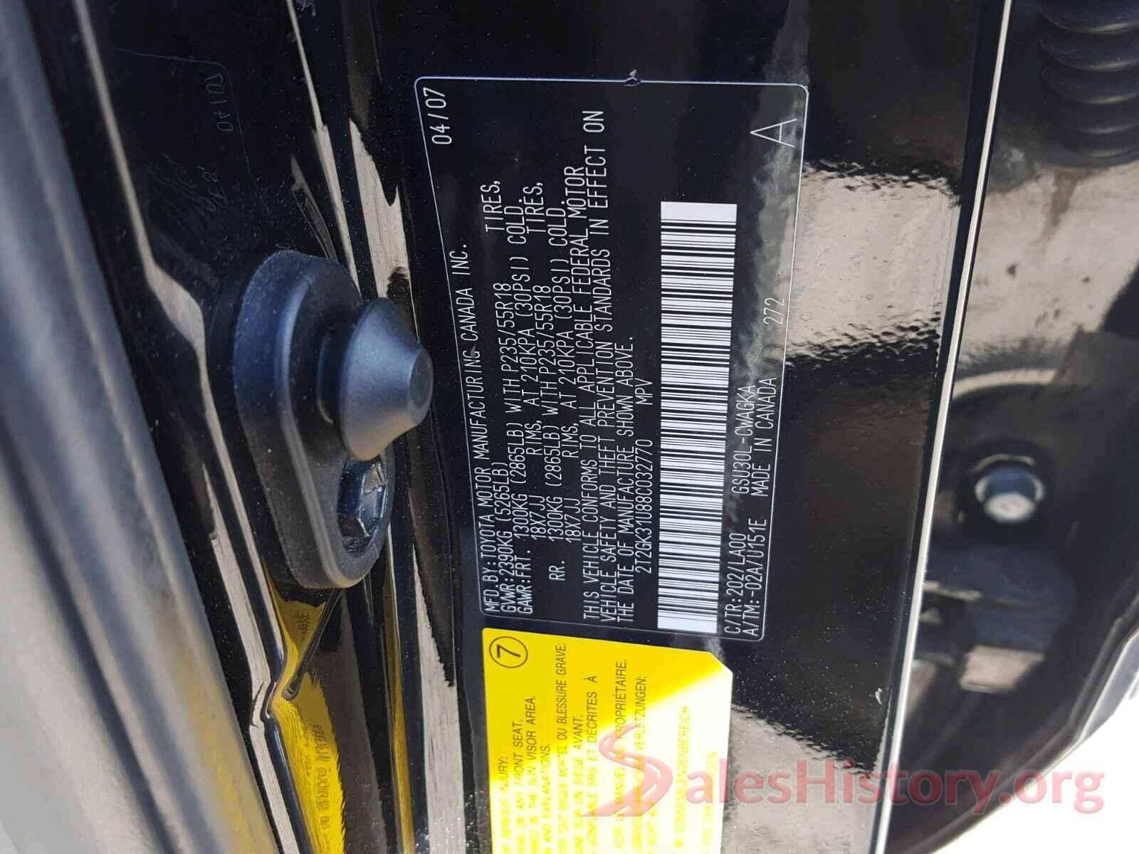 ML32F3FJ5JHF03699 2008 LEXUS RX350