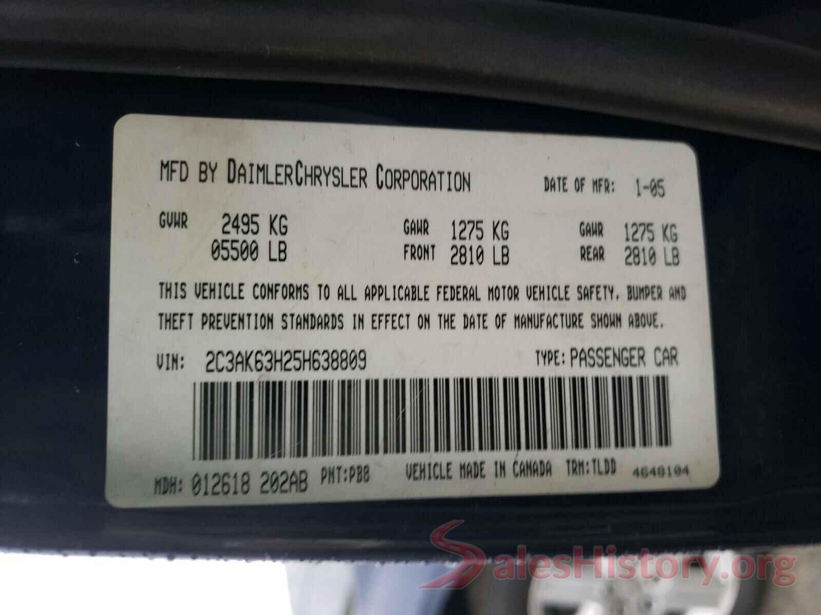 JM1BN1M36H1134375 2005 CHRYSLER 300