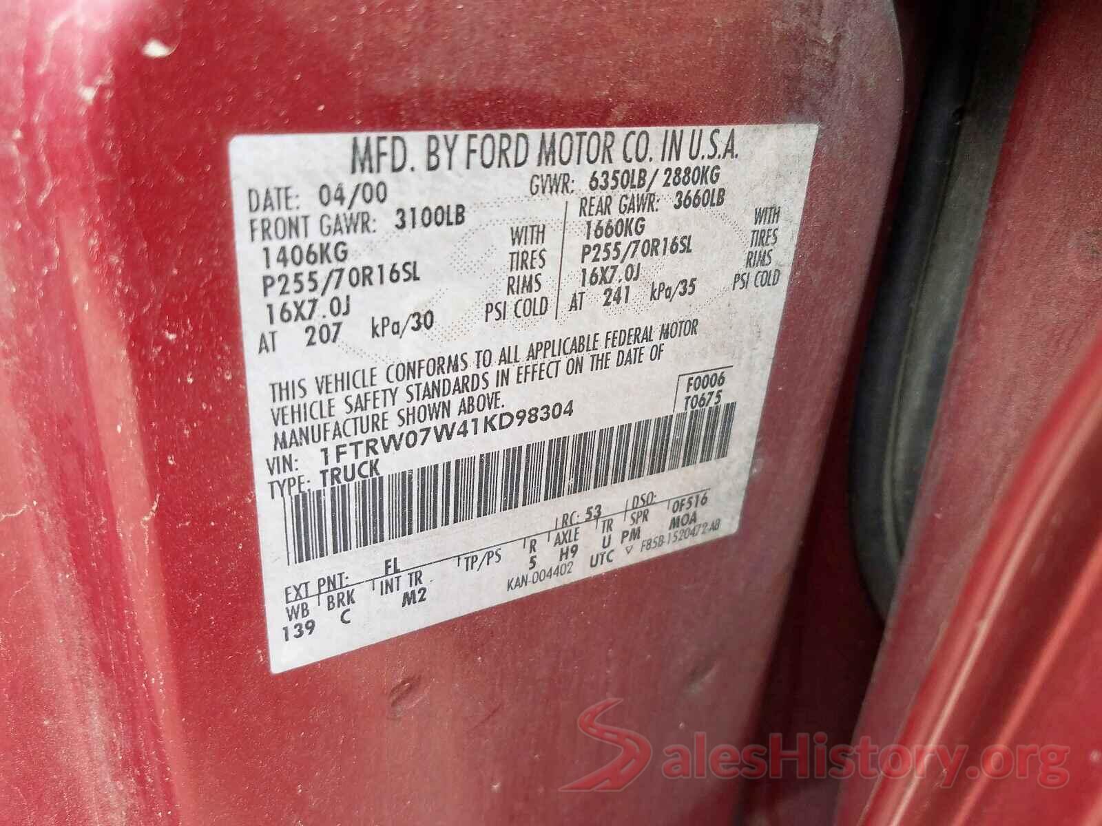 1N4BL4CV6LC277548 2001 FORD F150