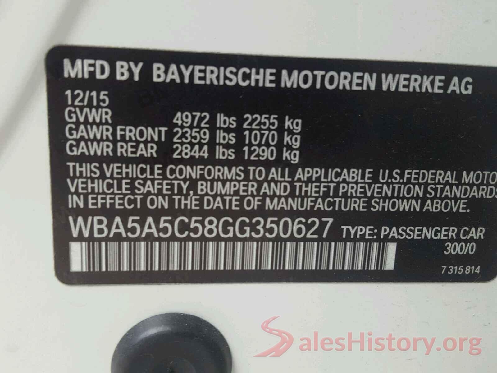 KNDJN2A2XK7002088 2016 BMW 5 SERIES