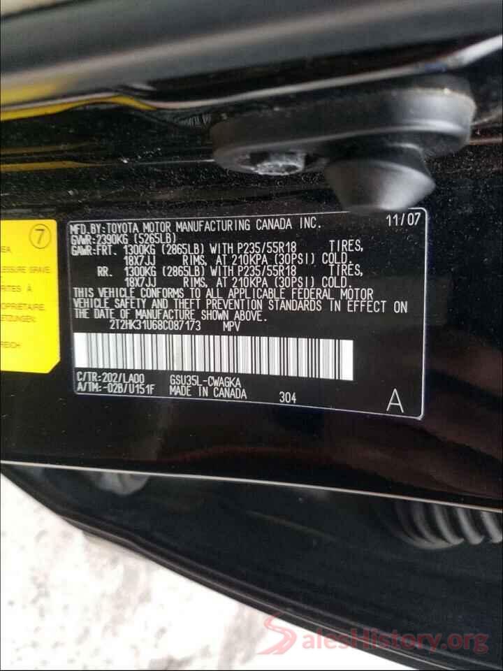 1N4AL3AP8GN360788 2008 LEXUS RX350