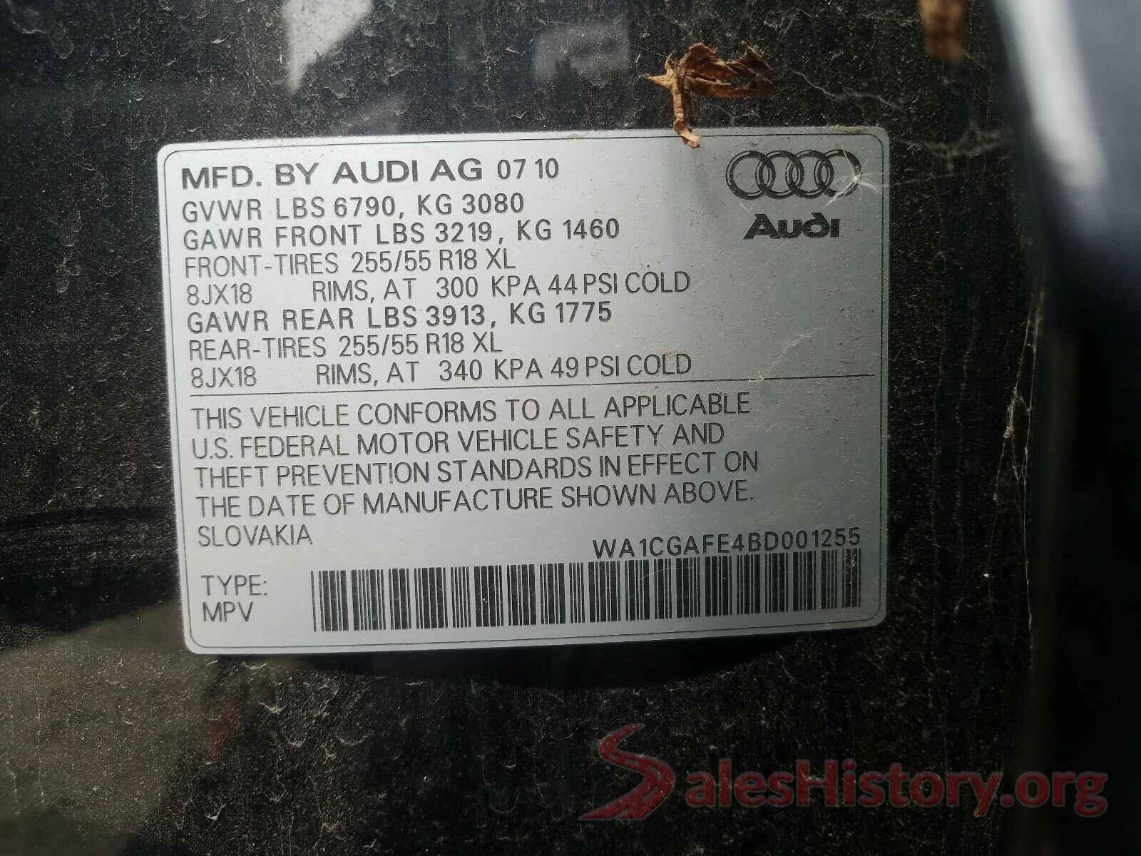 3CZRU6H15KG718681 2011 AUDI Q7