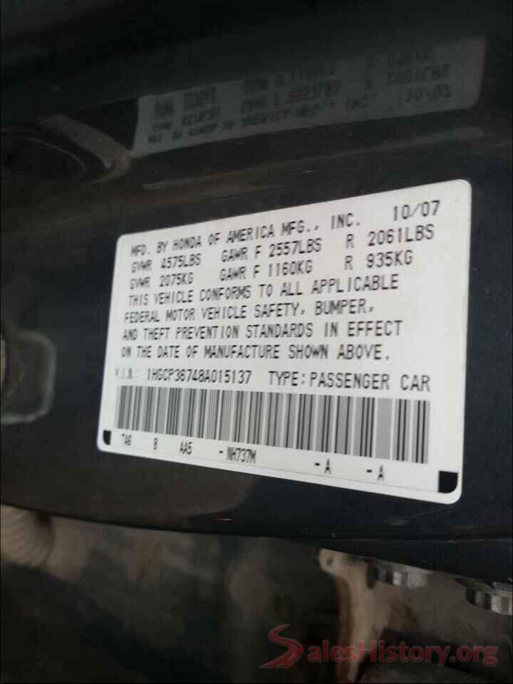 1C4PJLCB8HW534902 2008 HONDA ACCORD