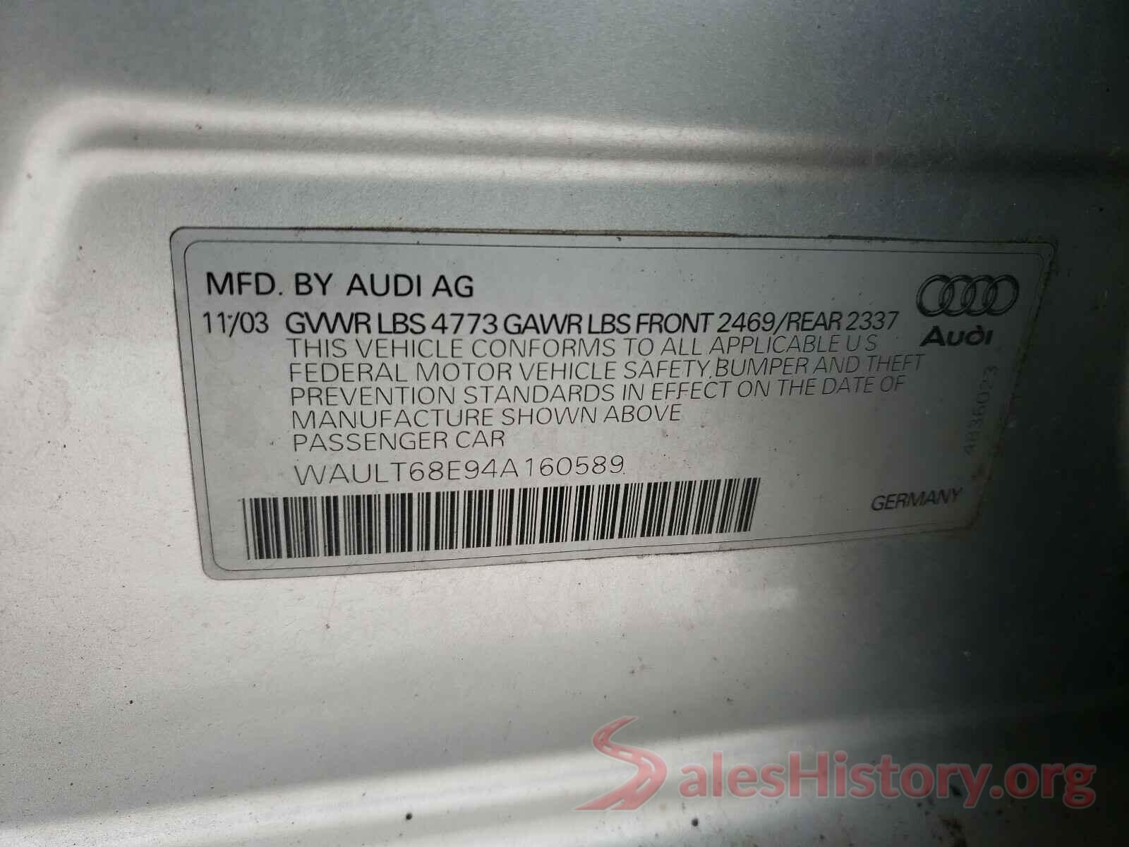 3HGGK5H92KM716392 2004 AUDI A4