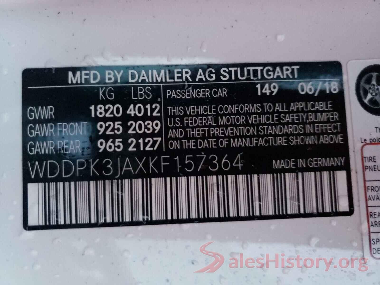 WDDPK3JAXKF157364 2019 MERCEDES-BENZ S CLASS