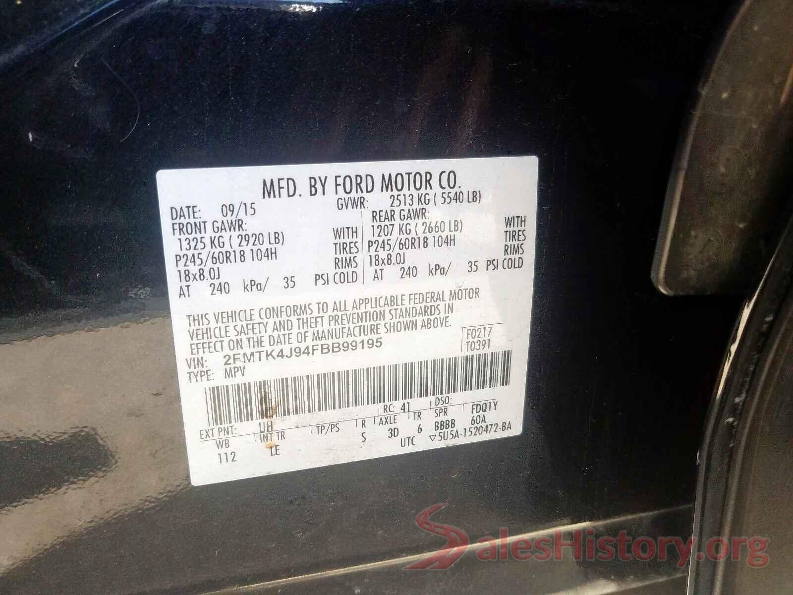 5NPE24AF8GH279222 2015 FORD EDGE