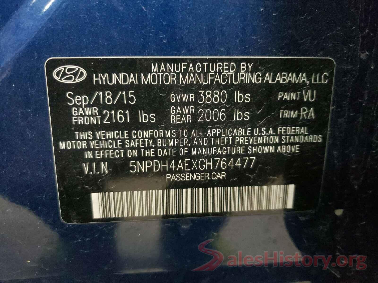 1C4RJECG3JC370000 2016 HYUNDAI ELANTRA