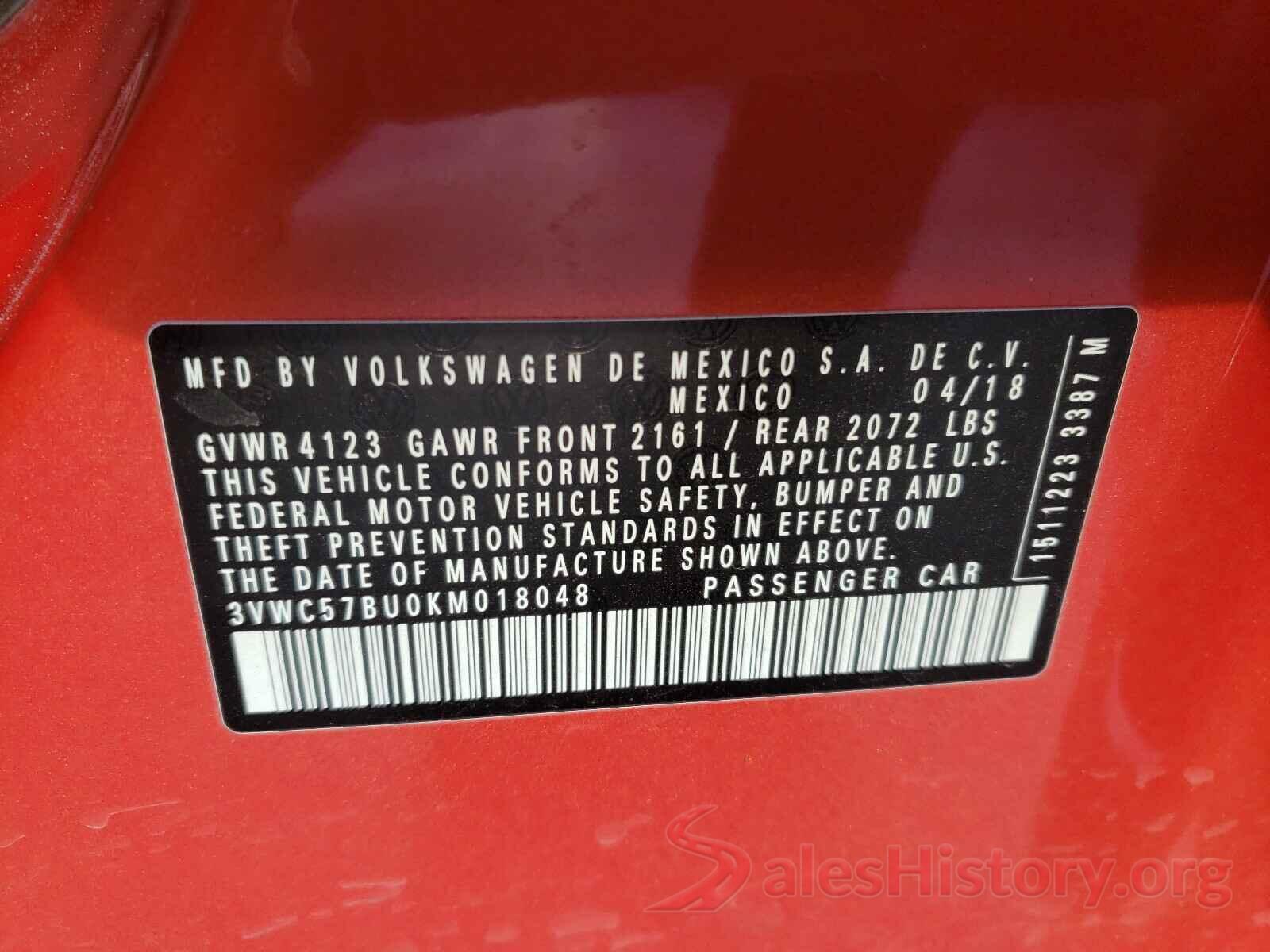 3VWC57BU0KM018048 2019 VOLKSWAGEN JETTA