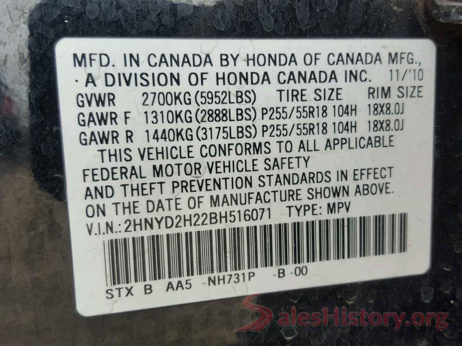 1FTEW1EP2KFD11252 2011 ACURA MDX