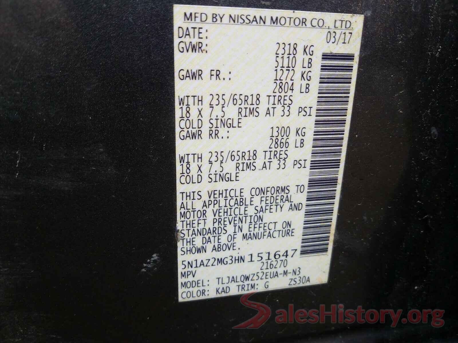 5N1AZ2MG3HN151647 2017 NISSAN MURANO