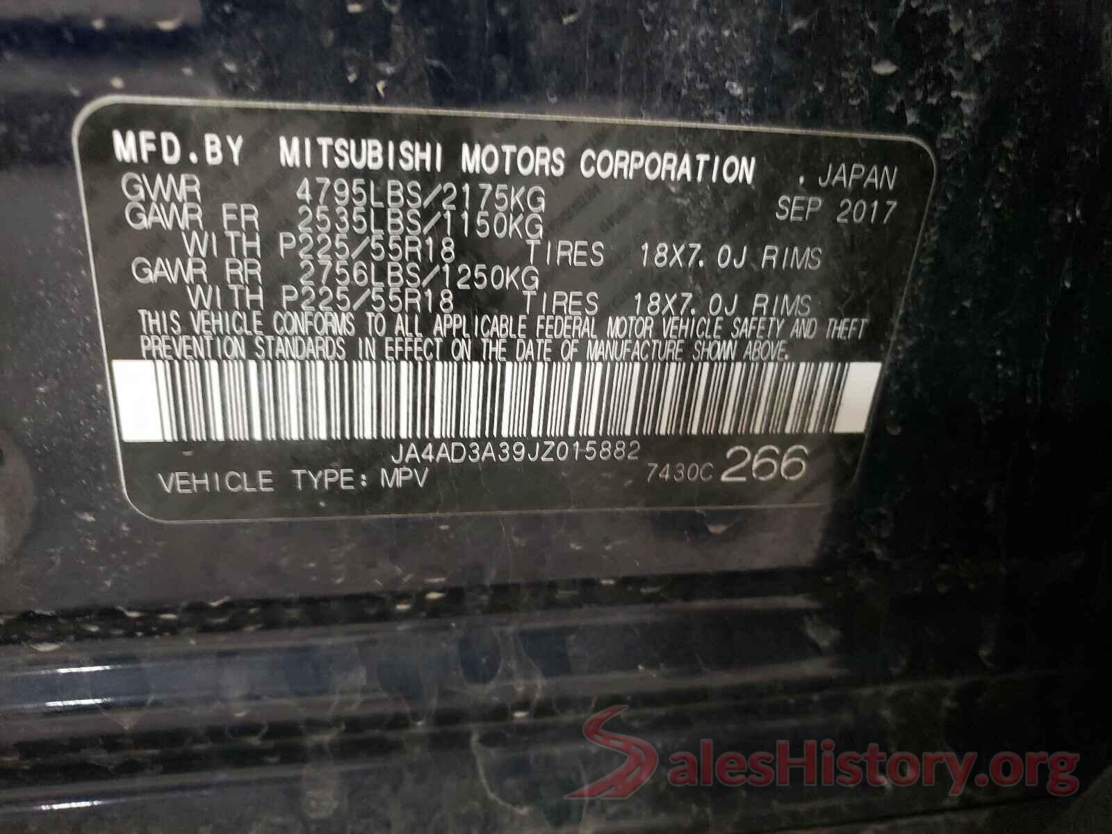 JA4AD3A39JZ015882 2018 MITSUBISHI OUTLANDER