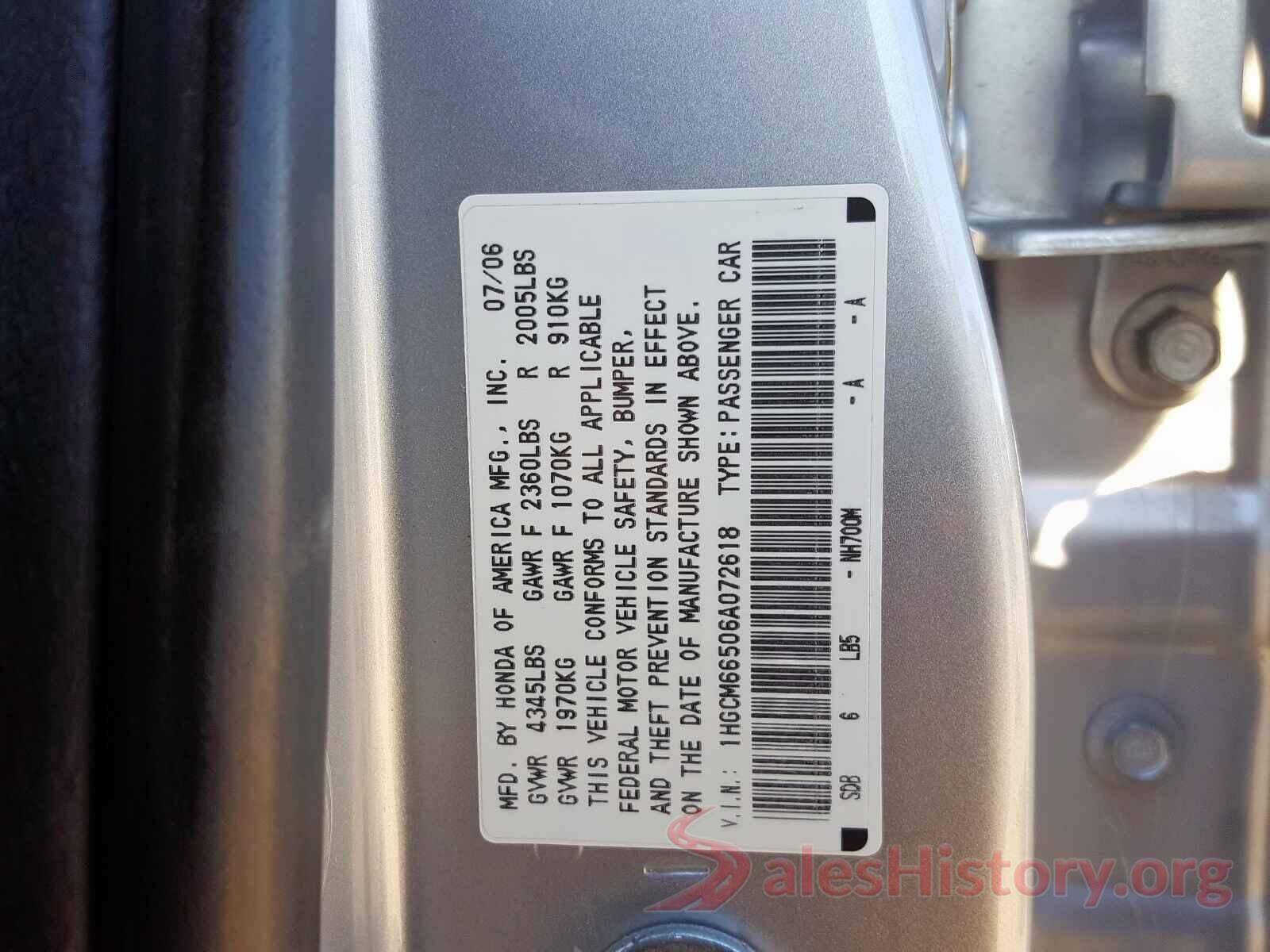 1HGCV3F13JA005822 2006 HONDA ACCORD