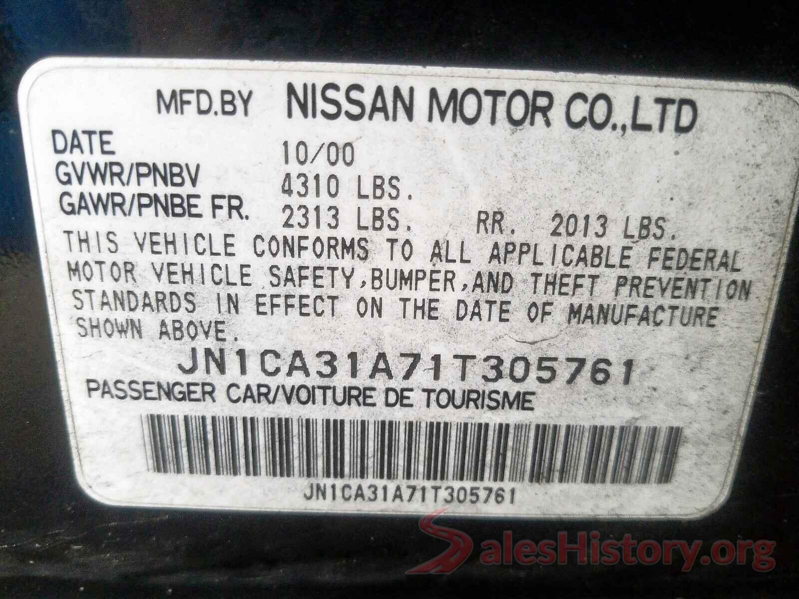 5N1AT2MV5HC743000 2001 NISSAN MAXIMA