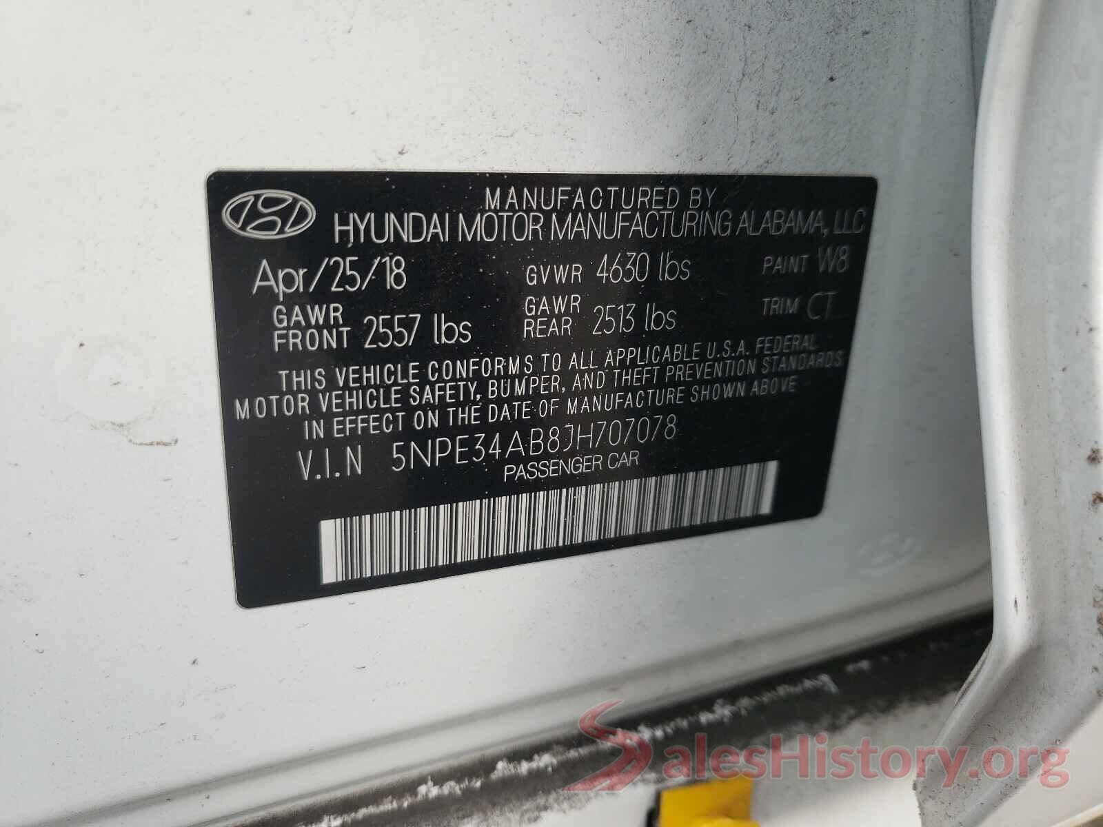 5NPE34AB8JH707078 2018 HYUNDAI SONATA