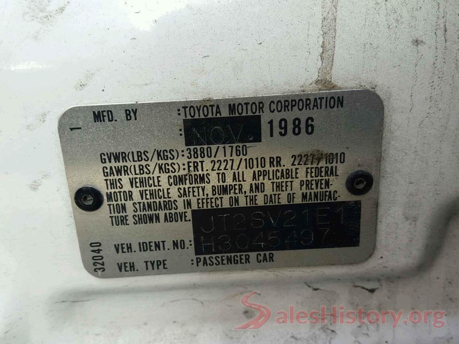 5YFBURHE5HP699774 1987 TOYOTA CAMRY