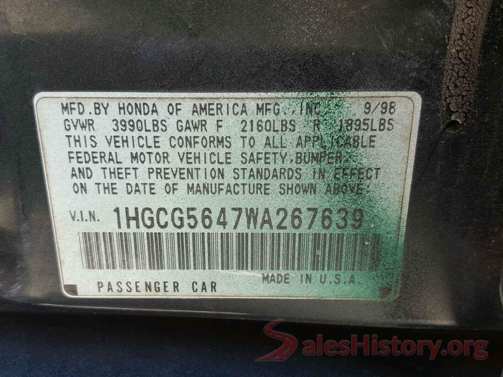 WDCTG4EB6HJ357337 1998 HONDA ACCORD