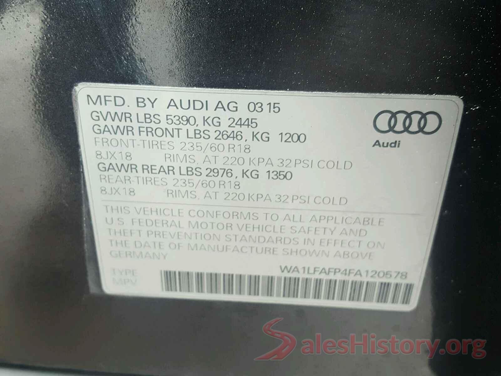 5TDZZRFH9JS242864 2015 AUDI Q5