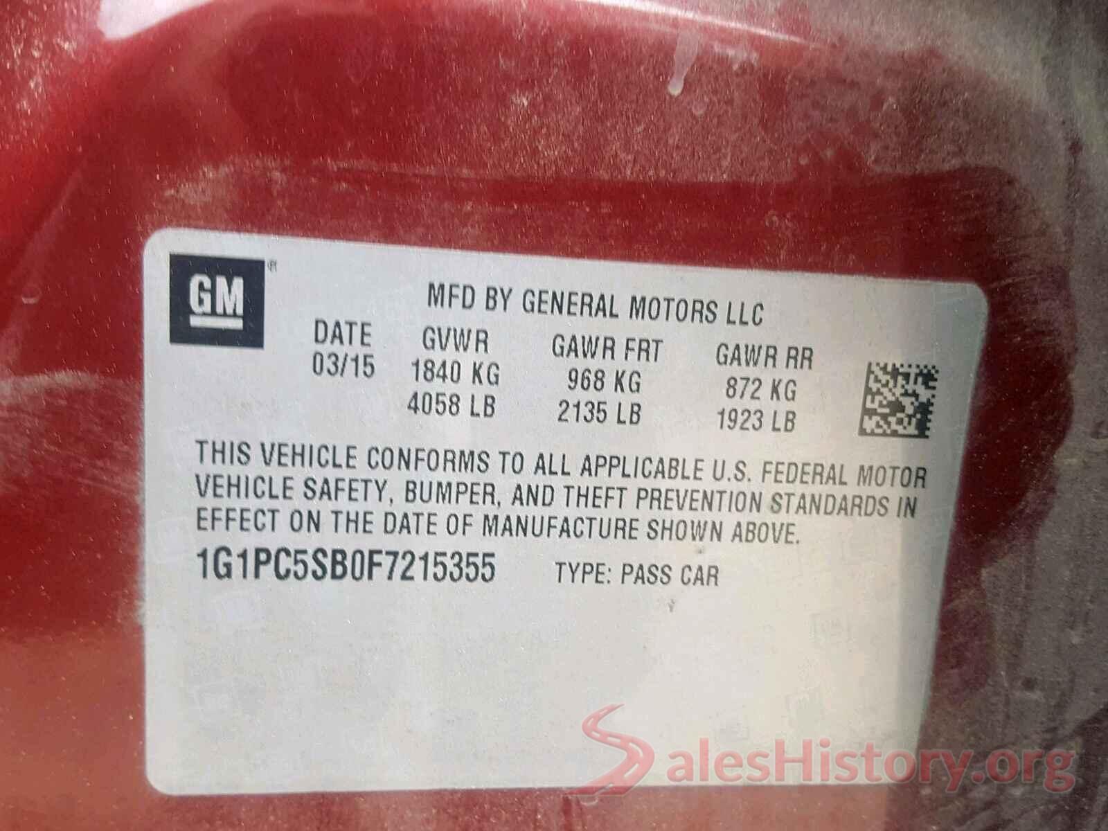 WD3PE8DD5GP305470 2015 CHEVROLET CRUZE