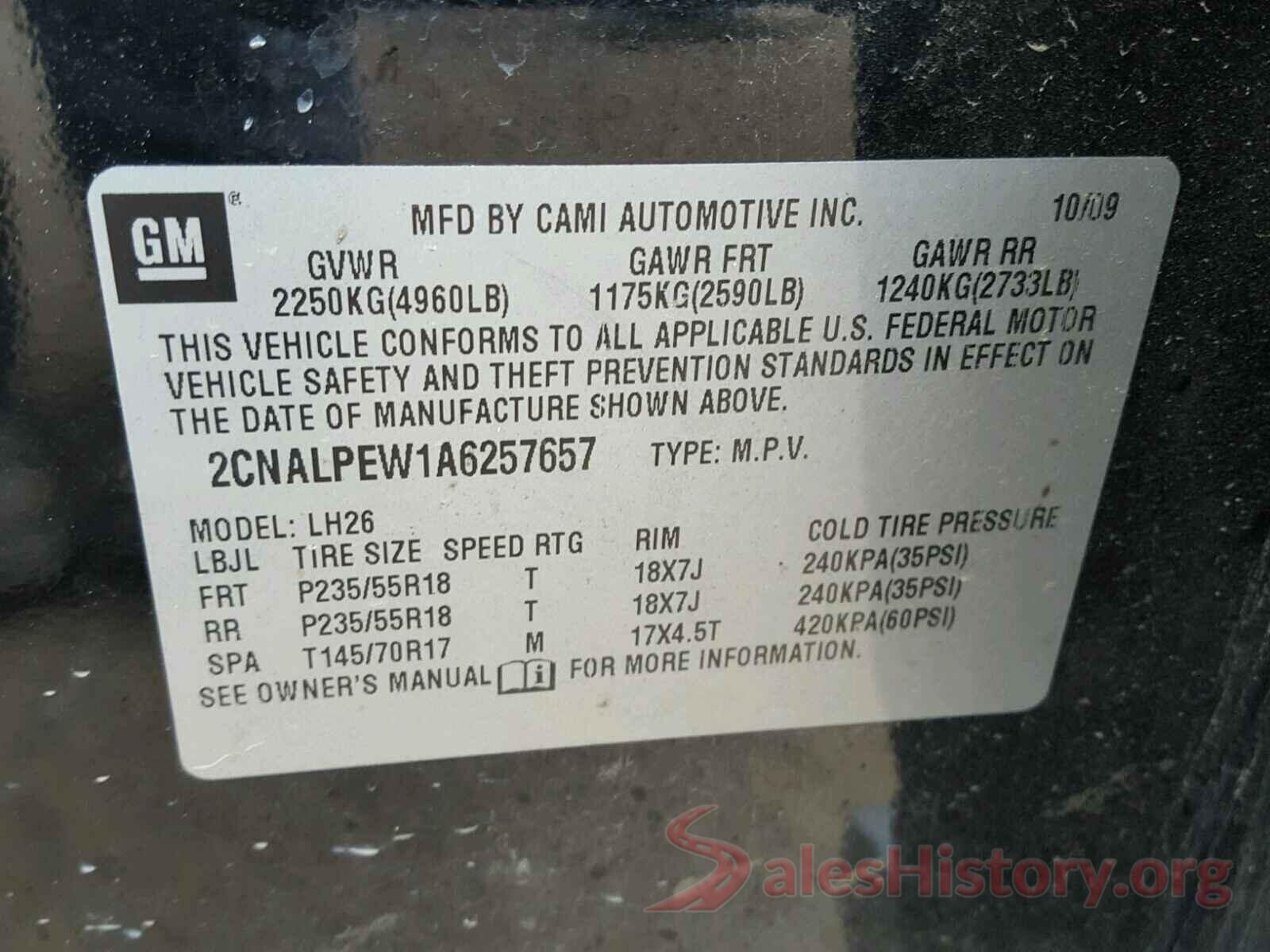 YV140MTL6H2435985 2010 CHEVROLET EQUINOX