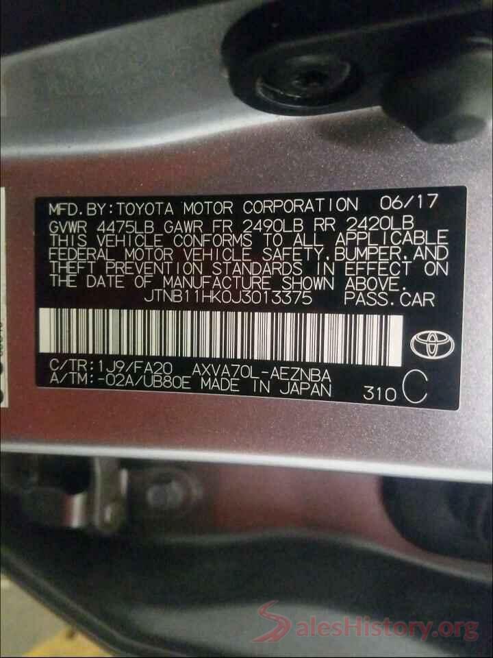 JTNB11HK0J3013375 2018 TOYOTA CAMRY