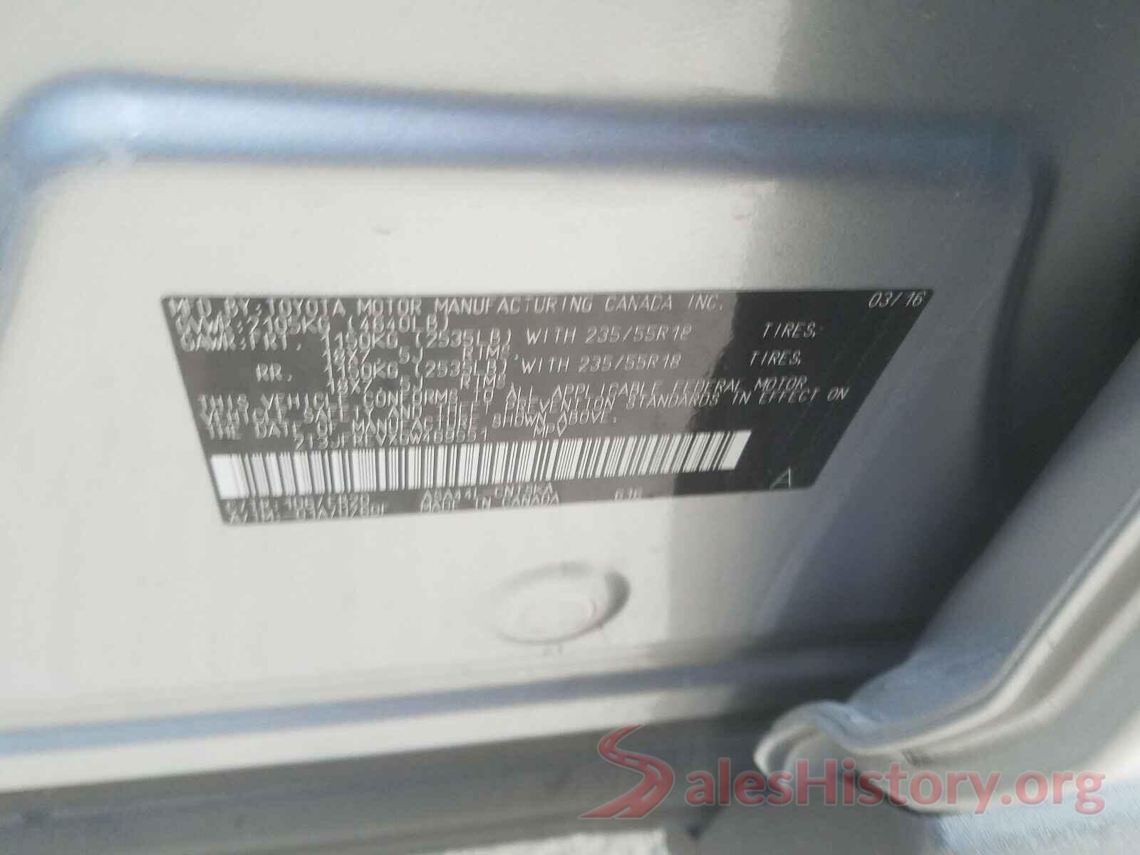 2T3JFREVXGW469551 2016 TOYOTA RAV4