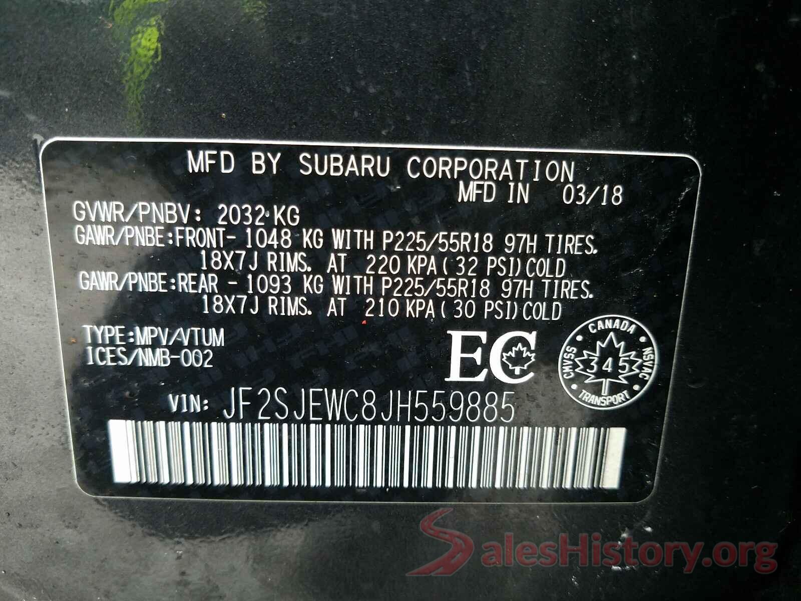 JF2SJEWC8JH559885 2018 SUBARU FORESTER