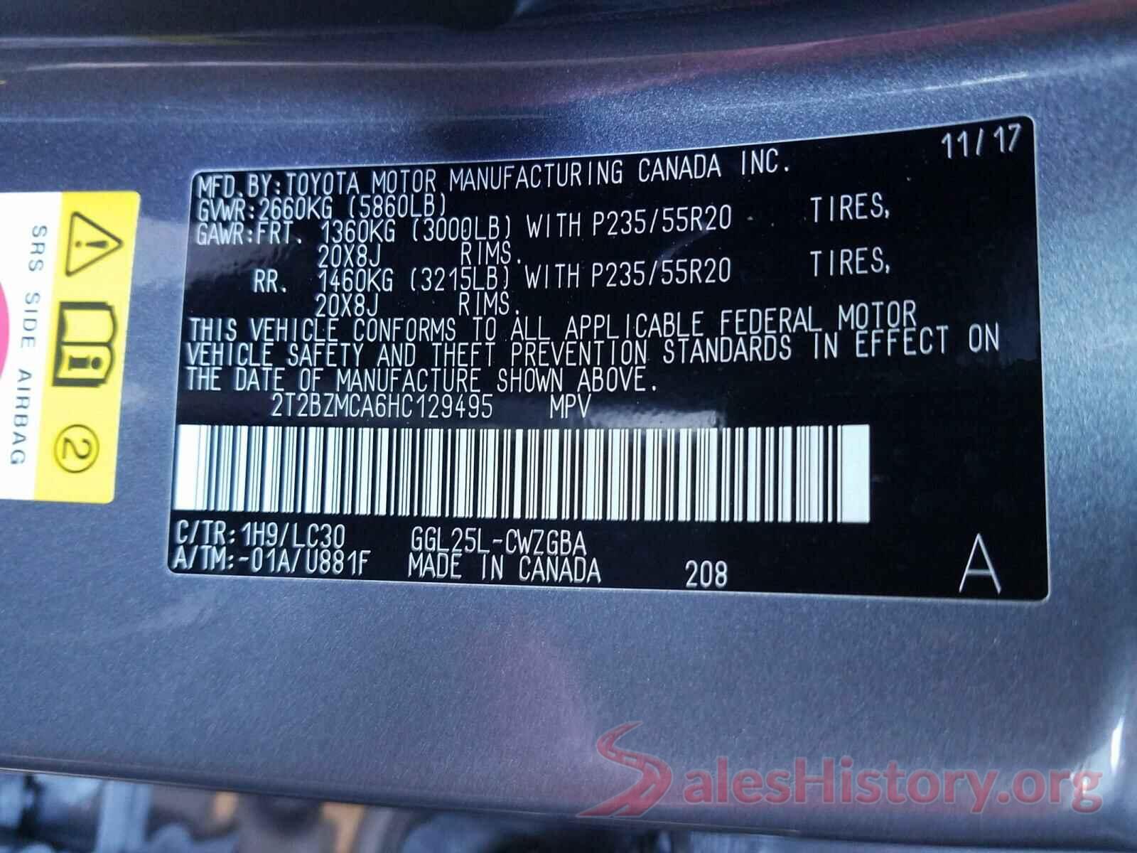 2T2BZMCA6HC129495 2017 LEXUS RX350