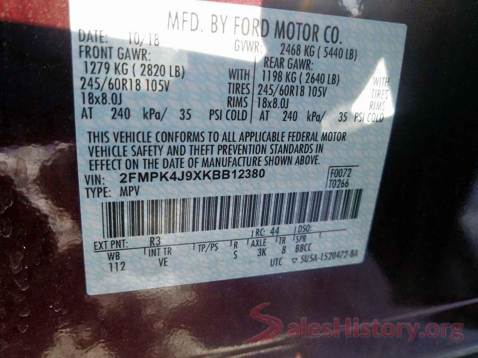 JTMK1RFV8LD054382 2019 FORD EDGE