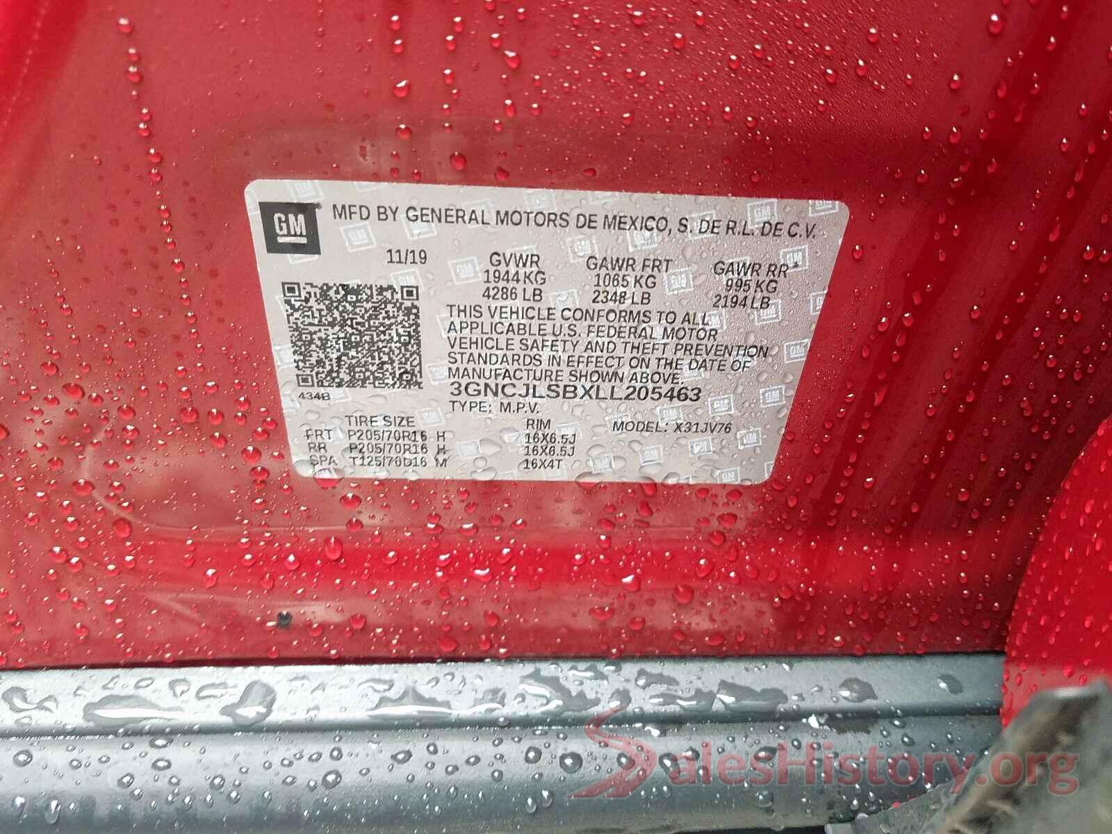 3N1CN7AP4HK450812 2020 CHEVROLET TRAX