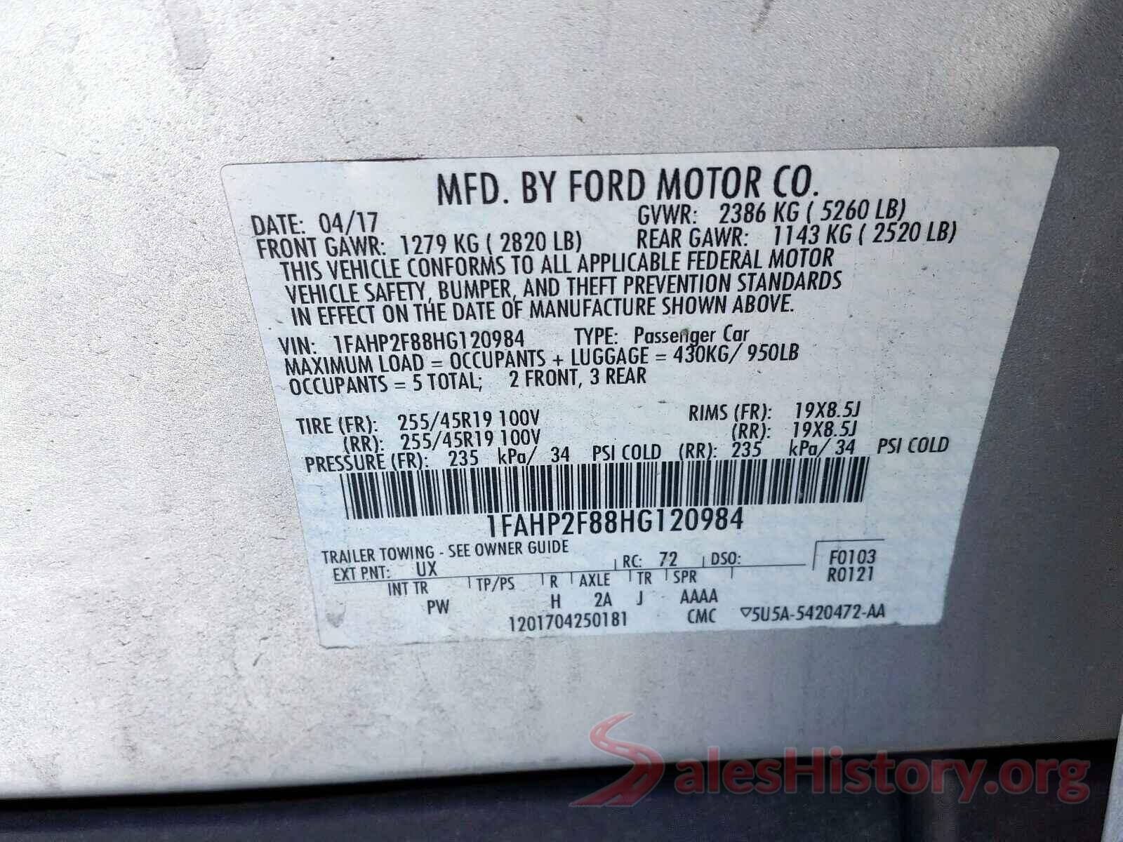 JTDKBRFU6G3532105 2017 FORD TAURUS