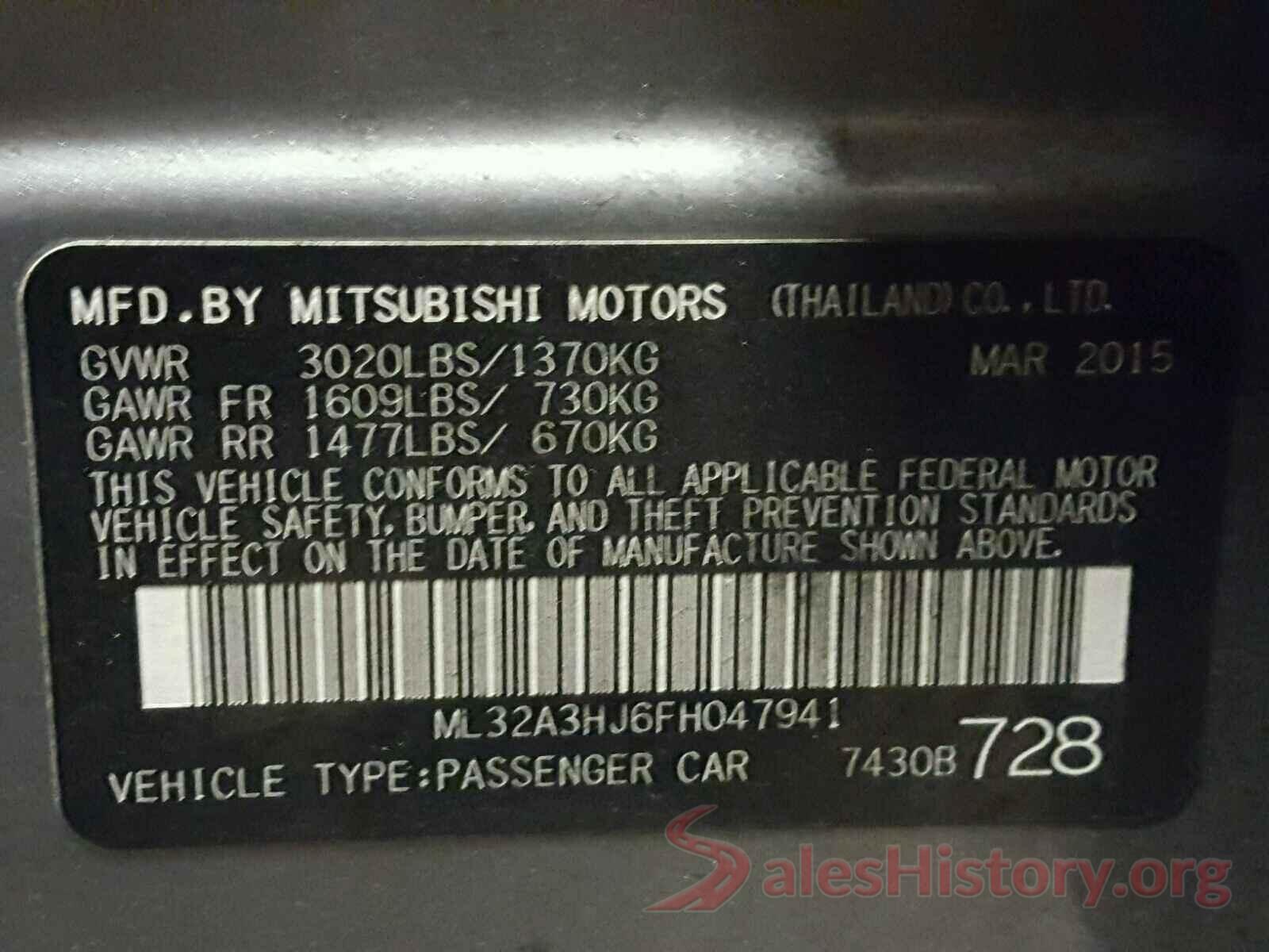 3N1CN7AP8HL881227 2015 MITSUBISHI MIRAGE