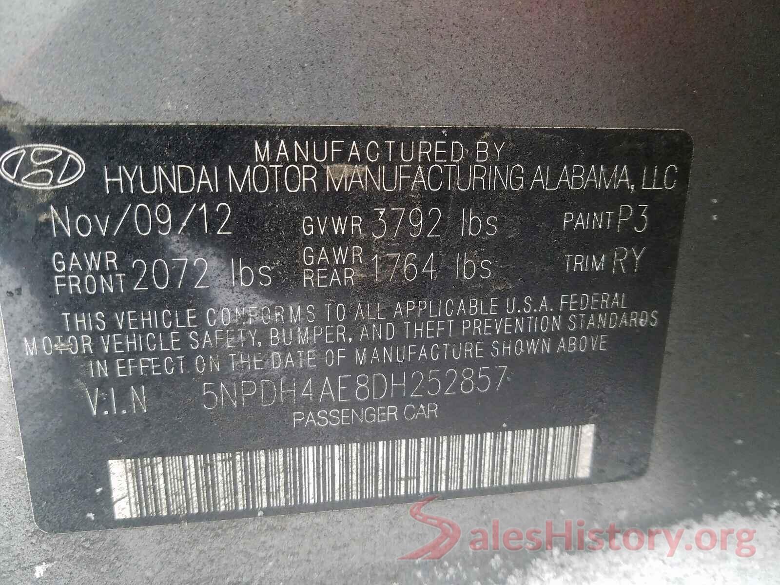 JTNK4RBE9K3060849 2013 HYUNDAI ELANTRA