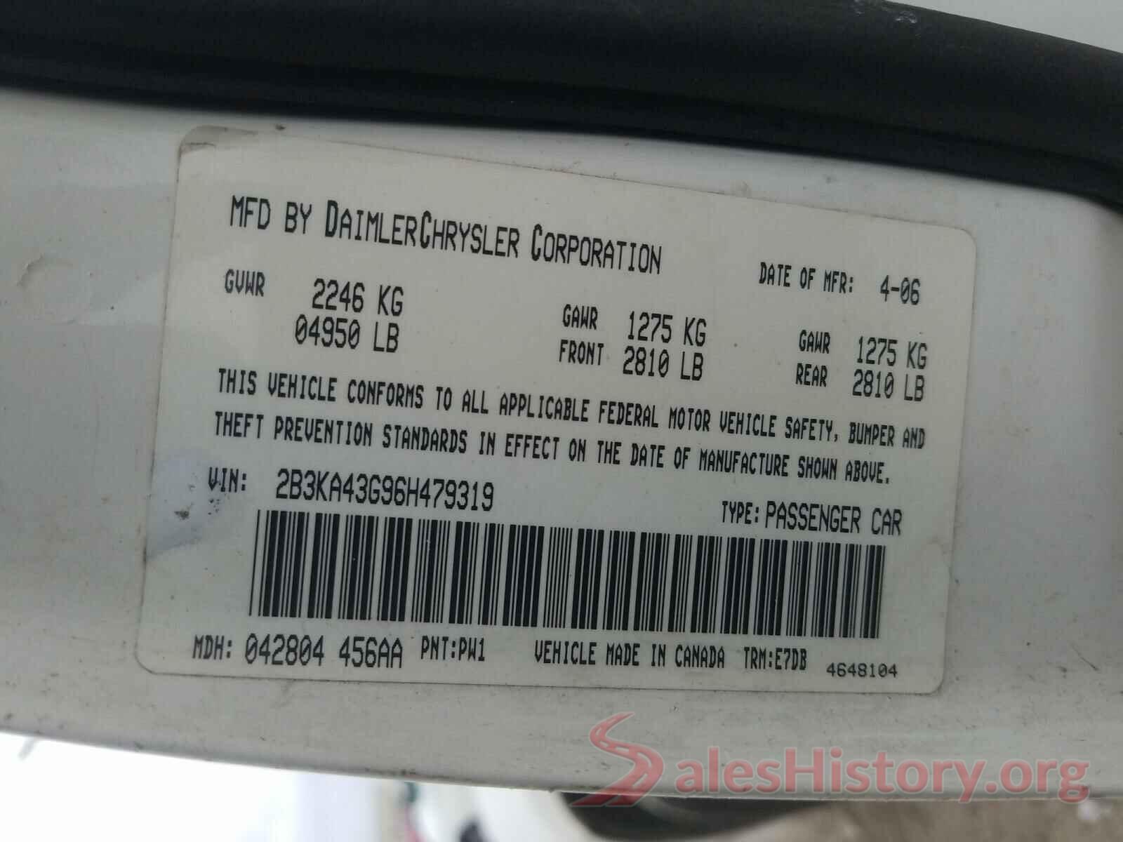 KM8J33A21HU282890 2006 DODGE CHARGER