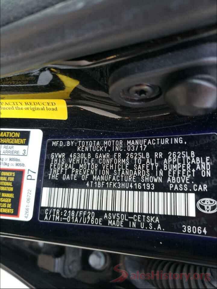 4T1BF1FK3HU416193 2017 TOYOTA CAMRY