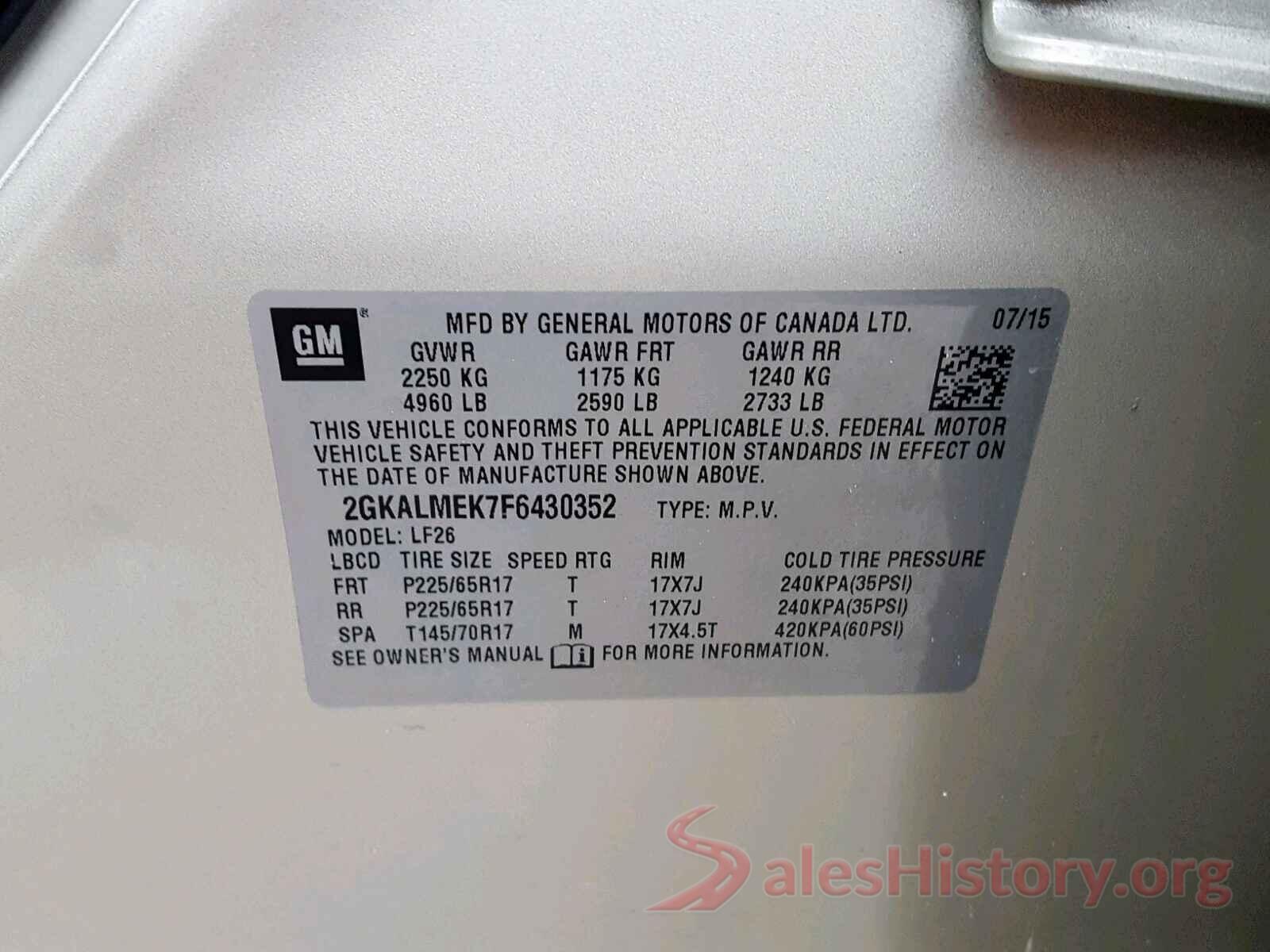 KNDJN2A25G7249123 2015 GMC TERRAIN SL