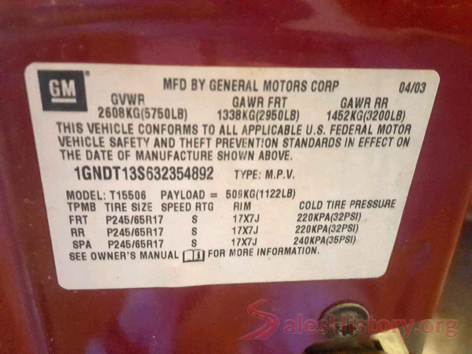 WDDSJ4GB3KN723678 2003 CHEVROLET TRAILBLAZE