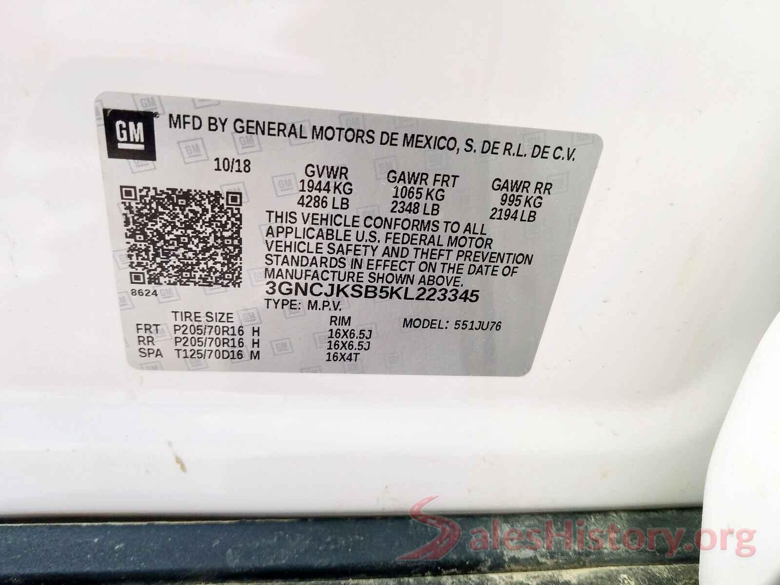 KNAFX5A82G5629390 2019 CHEVROLET TRAX