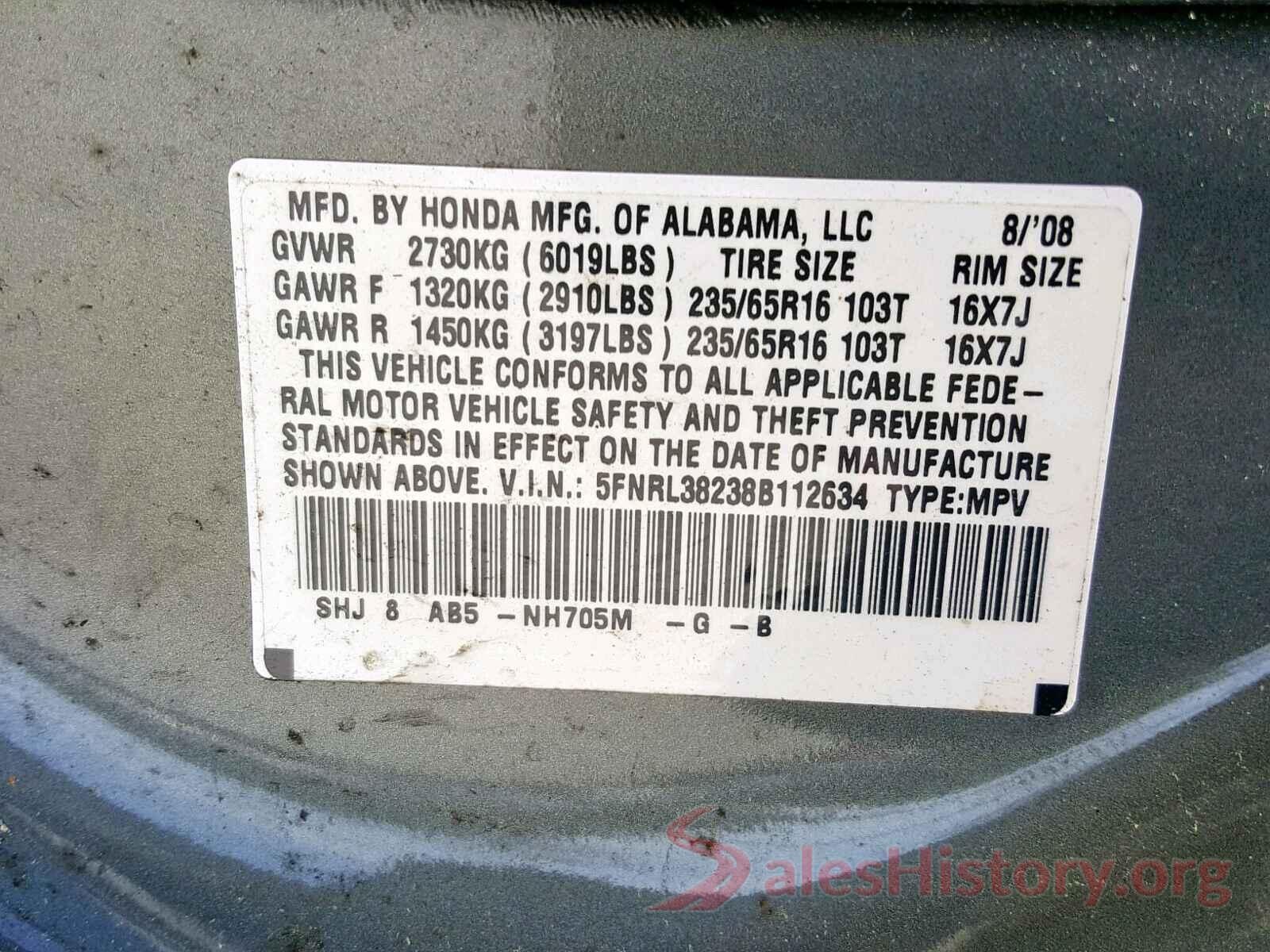 5NPE34AF0JH593449 2008 HONDA ODYSSEY LX